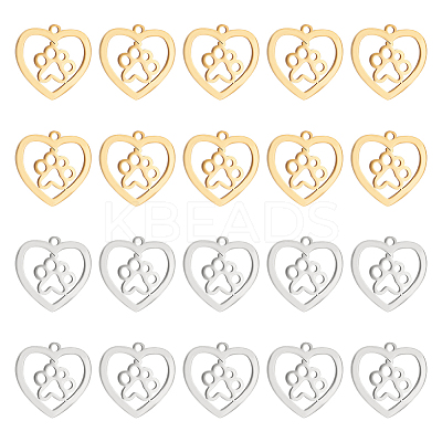 20Pcs 2 Colors 201 Stainless Steel Pendants STAS-UN0045-46-1