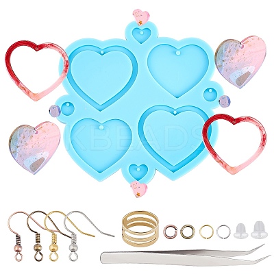 DIY Heart Shape Earring Silicone Mold Kits DIY-OC0002-79-1