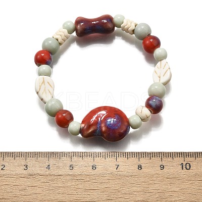 Handmade Porcelain Beads & Synthetic Howlite Beads Stretch Bracelets for Women LS-BJEW-D307-01A-1