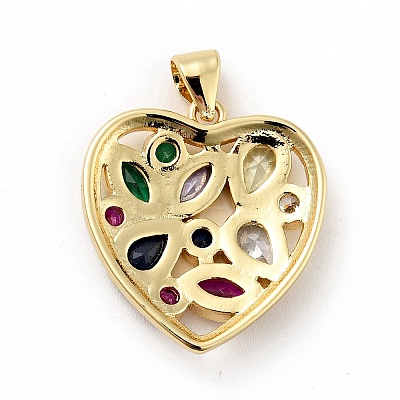 Rack Plating Brass Micro Pave Colorful Cubic Zirconia Pendants X-ZIRC-F129-40G-1