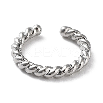 Rack Plating Brass Twist Rope Shape Open Cuff Rings for Women RJEW-Q777-01P-1