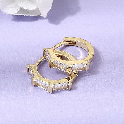 Brass Pave Cubic Zirconia Hoop Earrings EJEW-G471-09G-01-1