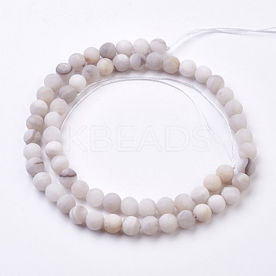 Natural White Agate Bead Strands G-J376-02-6mm-1
