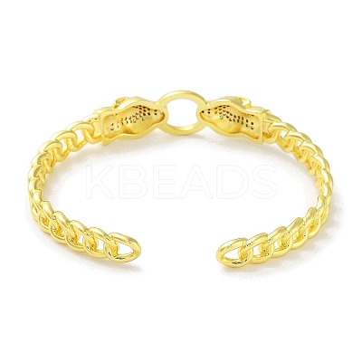 Snake Brass Micro Pave Clear Cubic Zirconia Cuff Bangles for Women BJEW-Z061-19G-1