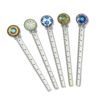 Mosaic Printed Glass Cabochons Bookmarks AJEW-JK00275-01-1