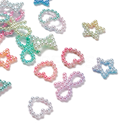 220Pcs 4 Styles Rainbow ABS Plastic Imitation Pearl Linking Rings OACR-YW0001-18-1