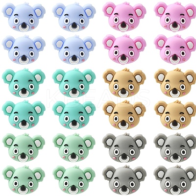 12Pcs 6 Colors Silicone Beads SIL-YW0002-08-1