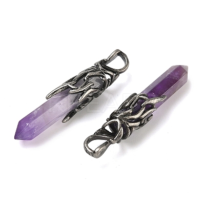 Natural Amethyst Pendants G-H332-10AS-03-1