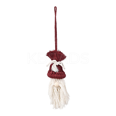 Cotton Cord with Wood Bead Pendant Decorations HJEW-JM04096-1