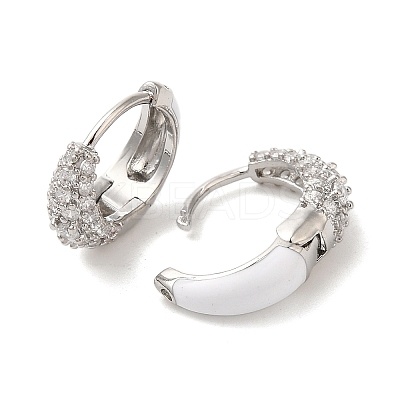 Brass Micro Pave Clear Cubic Zirconia Hoop Earrings KK-A227-11P-1