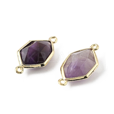 Natural Amethyst Faceted Connector Charms G-H323-05G-02-1