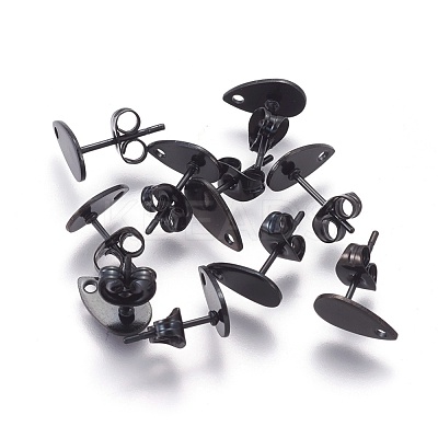 304 Stainless Steel Stud Earring Findings Ion Plating(IP) STAS-O119-11A-B-1