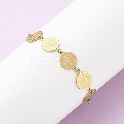 Religion 304 Stainless Steel Link Bracelets for Women BJEW-F524-03G-1