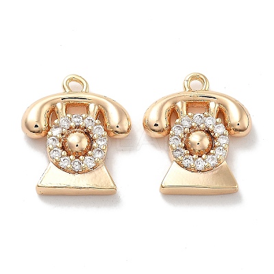 Rack Plating Brass Clear Cubic Zirconia Pendants KK-M102-14G-A-1