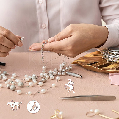 DIY 304 Stainless Steel Horse Pendant Necklace Making Kit DIY-DR0001-44-1
