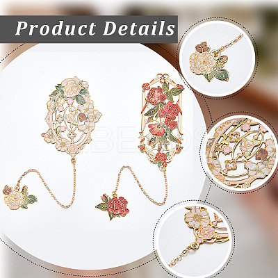 2Pcs 2 Styles Zinc Alloy Enamel Bookmarks AJEW-CP0003-98C-1