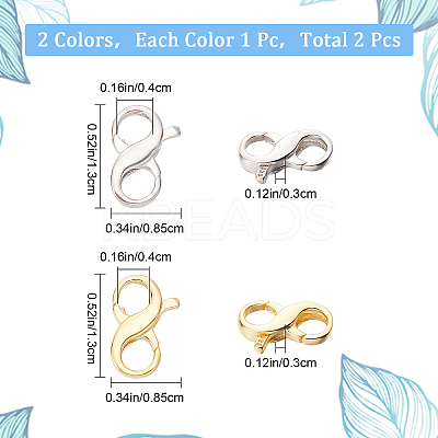 2Pcs 2 Colors 925 Sterling Silver Double Opening Lobster Claw Clasps FIND-SC0003-52-1