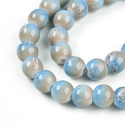 Baking Paint Glass Beads Strands DGLA-N008-8mm-06-1