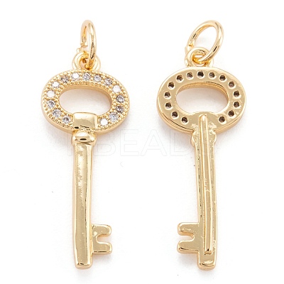 Brass Micro Pave Clear Cubic Zirconia Beads Pendants ZIRC-M114-11G-1
