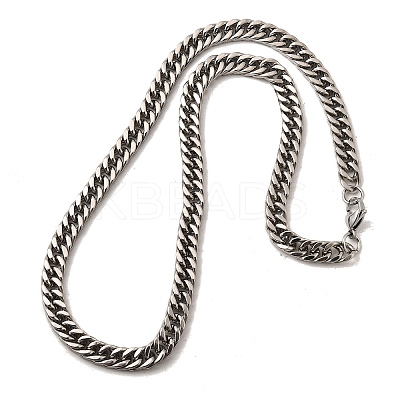 8MM 304 Stainless Steel Cuban Link Chain Necklaces for Men NJEW-B134-03A-P-1