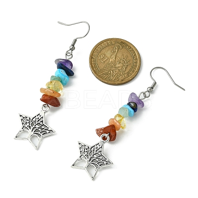 Natural & Synthetic Mixed Stone Chips Dangle Earrings EJEW-JE05390-03-1