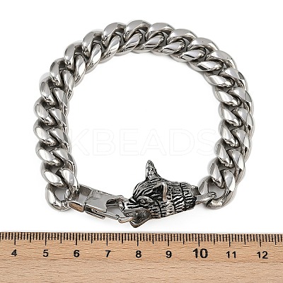 304 Stainless Steel Cuban Chain Bracelets for Men BJEW-I321-01ASP-1