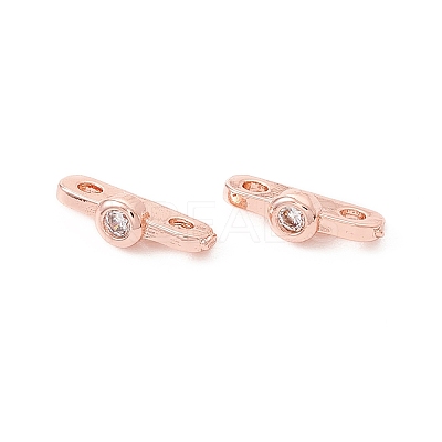 Rack Plating Brass Pave Clear Cubic Zirconia Connector Charms LS-KK-G433-04RG-1