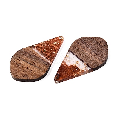 Transparent Resin and Walnut Wood Pendants RESI-T057-06C-1