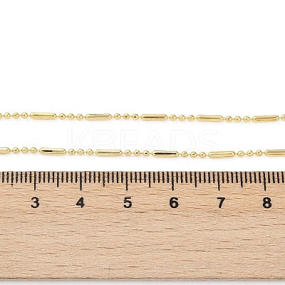 Brass Ball and Column Link Chains Necklace for Women NJEW-P265-22G-1