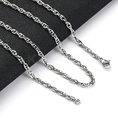 3mm Rack Plating Brass Rope Chain Necklaces for Women Men MAK-L044-29P-1