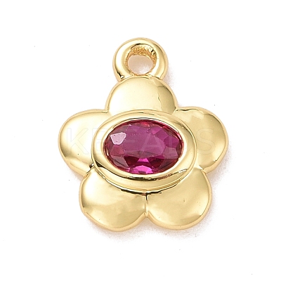 Eco-friendly Brass Micro Pave Medium Violet Red Cubic Zirconia Pendants KK-D079-04G-1