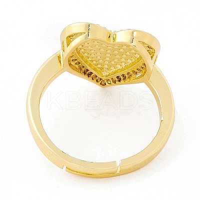 Clear Cubic Zirconia Heart Adjustable Ring RJEW-I083-10G-1