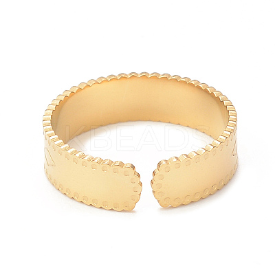Ion Plating(IP) 304 Stainless Steel Rhombus Pattern Open Cuff Ring for Women LS-RJEW-I096-07G-1