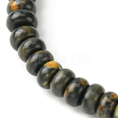 Natural Coffee Jasper Flat Round Beaded Stretch Bracelets for Women BJEW-JB09717-06-1