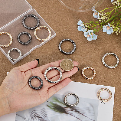 12Pcs 6 Styles Alloy Twist Spring Gate Ring FIND-CA0007-96-1
