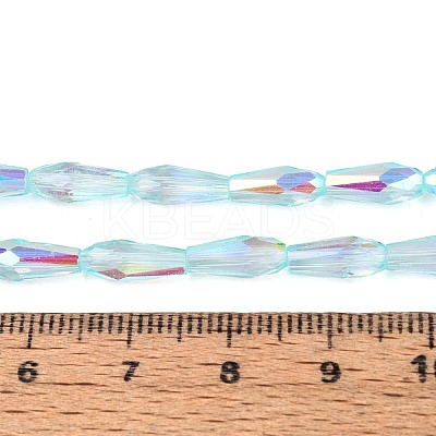 AB Color Plated Transparent Glass Teardrop Beads Strands EGLA-T029-08C-1
