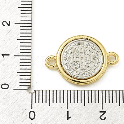 Rack Plating Brass Saint Benedict Medal Connector Charms KK-Z067-08G-01-1