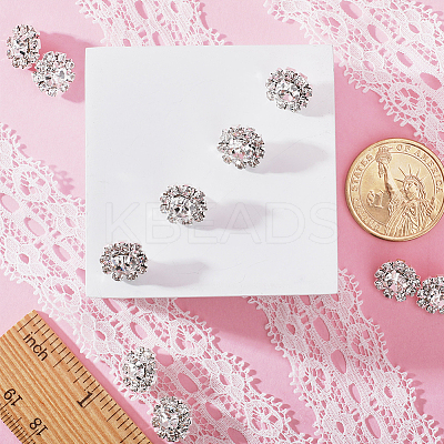 10Pcs Alloy Rhinestone Shank Button for Garment Accessories BUTT-GF0001-29-1