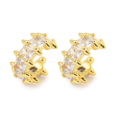Brass Micro Pave Clear Cubic Zirconia Cuff Earrings EJEW-C104-164G-1