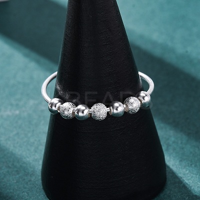 Rotatable 925 Sterling Silver Open Cuff Rings RJEW-S624-06S-1
