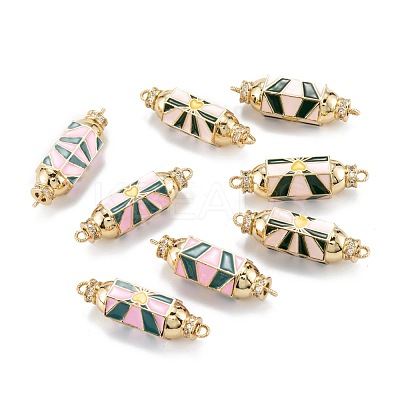 Real 18K Gold Plated Brass Micro Pave Clear Cubic Zirconia Links Connectors ZIRC-A020-24G-1