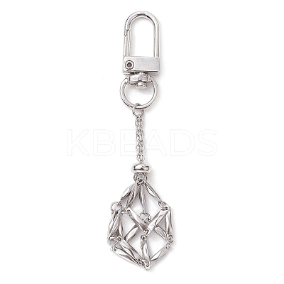 304 Stainless Steel Empty Stone Holder Chain Pouch Pendant Decorations HJEW-JM01885-01-1