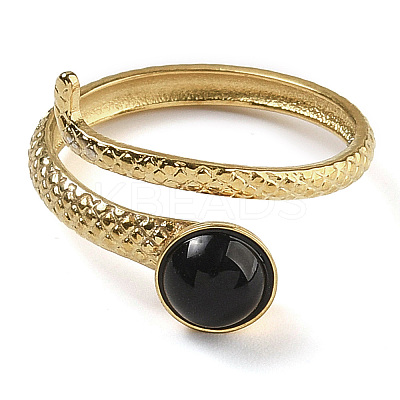 Natural Dyed & Heated Black Agate Finger Rings RJEW-U027-04G-08-1
