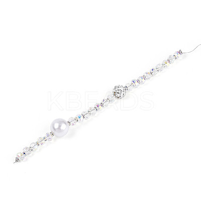 Acrylic & Glass & ABS Plastic Pearl & Alloy & Polymer Clay Pave Rhinestone Beads Strands MAK-T011-08B-1