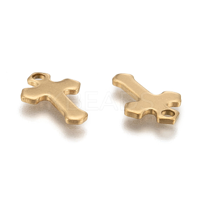 Ion Plating(IP) 304 Stainless Steel Tiny Cross Charms STAS-L159-06G-1