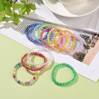 AB Color Transparent Acrylic Beaded Stretch Bracelet Sets BJEW-JB09047-1