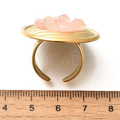 Natural Rose Quartz Chip Finger Rings for Women RJEW-R012-06G-02-1