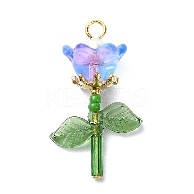 Flower Transparent Glass & Golden Pendants PALLOY-TA00098-1