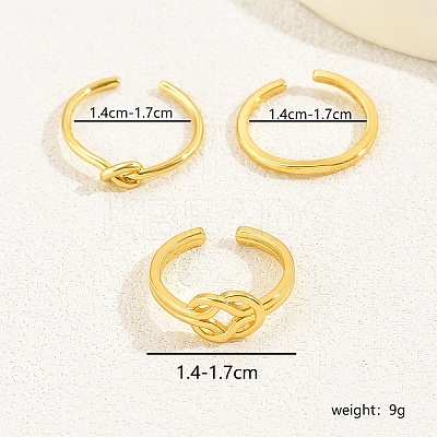 3Pcs 3 Styles Brass Knot Open Cuff Toe Rings for Daily GY1534-1