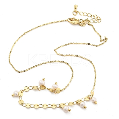 Brass Rolo & Flat Sequin Chains Necklaces for Women NJEW-D302-56-1